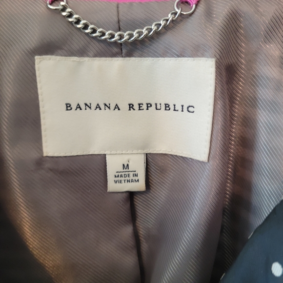 Banana Republic Navy & White Polka Dot Trench Coat – Classic Belted Style M - Picture 6 of 6